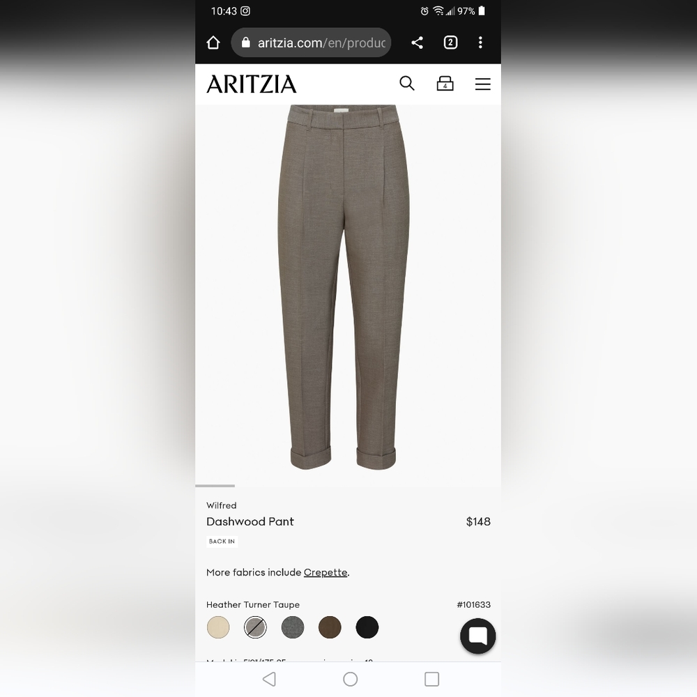 Aritzia Wilfred Dashwood Pants